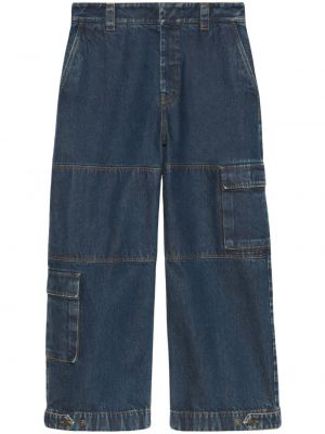 Voľné bavlnené džínsy Gucci modrá