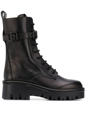 Кружевные ботинки милитари на шнуровке Valentino Garavani, черный