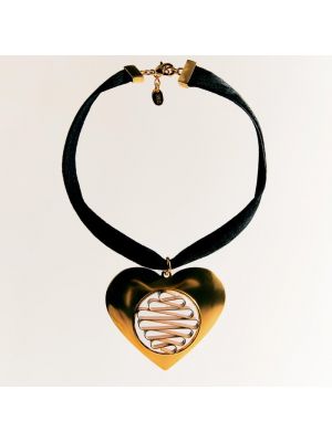 Бархатное ожерелье с сердечками Zara черное