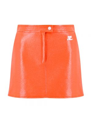 Mini spódniczka na guziki na zamek Courreges - pomarańczowy