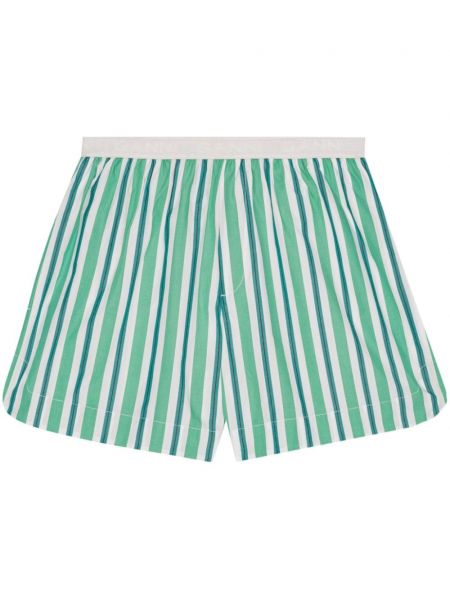 Shorts en coton à rayures Ganni vert