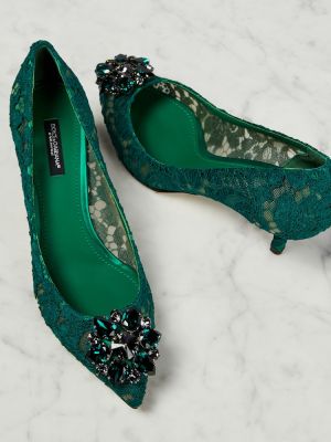 Полуотворени обувки с дантела Dolce&gabbana зелено