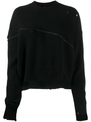 Vlněné dlouhý svetr s dírami s dlouhými rukávy Unravel Project - černá