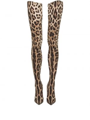 Gumijasti škornji s potiskom z leopardjim vzorcem Dolce & Gabbana