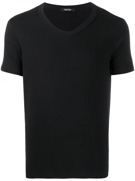 Памучна тениска с v-образно деколте Tom Ford черно