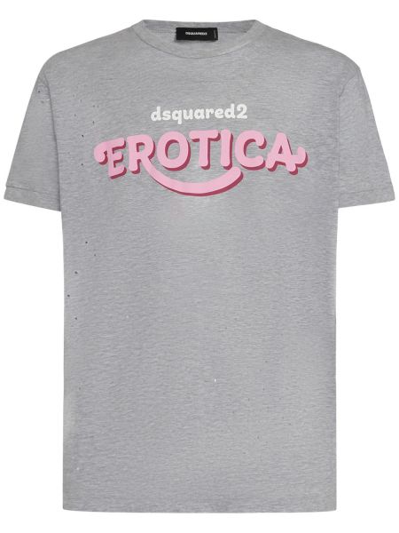 Camiseta de algodón Dsquared2 gris