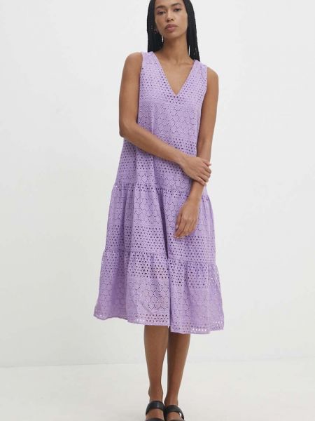 Sukienka mini bawełniana Answear Lab fioletowa