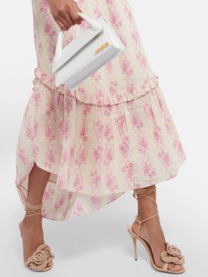 Pamučna midi haljina s cvjetnim printom Loveshackfancy ružičasta