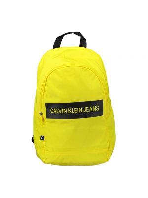 Plecak na zamek z poliestru Calvin Klein - żółty