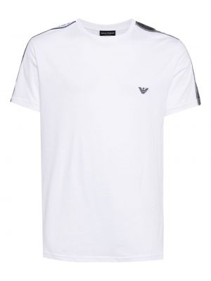 Bavlnené tričko s potlačou Emporio Armani biela