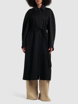 Μάλλινο παλτό κασμίρ Sportmax μαύρο
