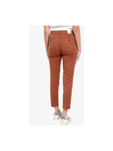 Pantalones chinos con cremallera de algodón con bolsillos Roy Roger's marrón