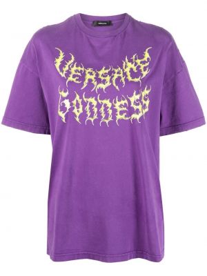 Pamut póló nyomtatás Versace lila