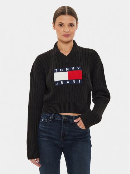 Relaxed fit megztinis Tommy Jeans juoda