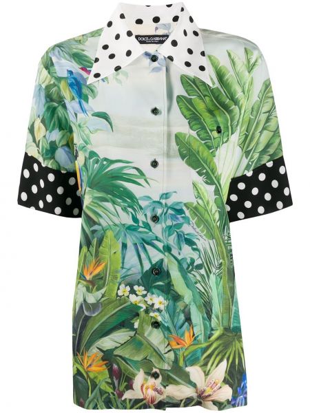 Camisa con estampado tropical oversized Dolce & Gabbana verde