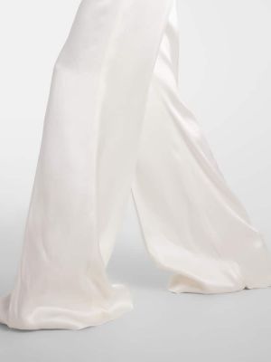 Relaxed копринени панталон с висока талия Gabriela Hearst бяло