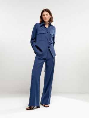 Pantalones culotte de pana de crepé Woman Limited El Corte Inglés azul