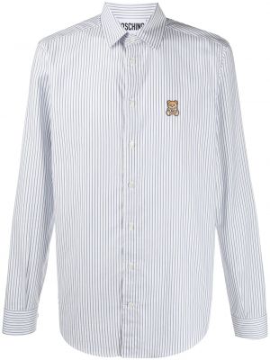 Camisa con bordado a rayas Moschino blanco