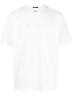 Bavlněné tričko s potiskem jersey C.p. Company bílé