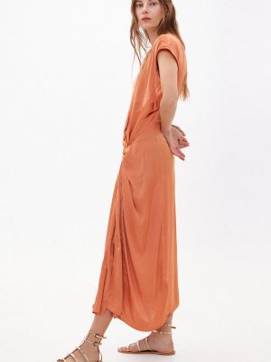 Атласное платье миди Hoss Intropia оранжевое