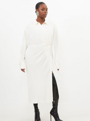 Платье-рубашка с длинным рукавом из крепа Karen Millen белое