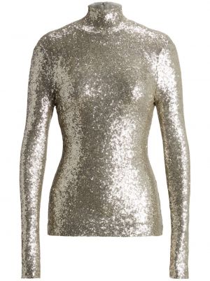 Koszulka z cekinami Ralph Lauren Collection srebrna