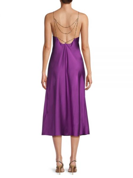 Атласное платье миди Ba&sh фиолетовое