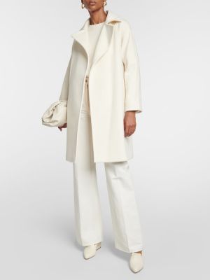 Kašmírový vlněný kabát Max Mara bílý