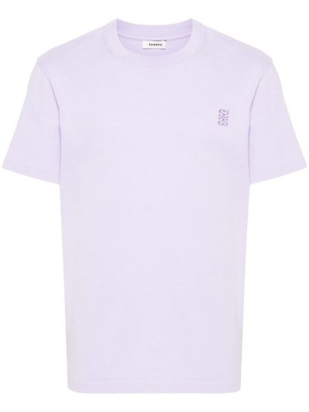 Bavlněné tričko s výšivkou Sandro fialové