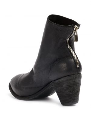 Kotníkové boty na podpatku s oděrkami Guidi černé