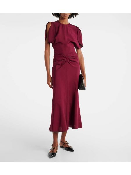 Midi elbise Victoria Beckham bordo