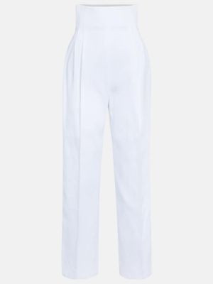 Памучни прав панталон с висока талия Alaã¯a бяло