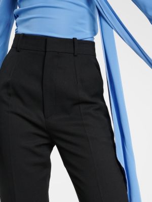 Vlněné rovné kalhoty s vysokým pasem Victoria Beckham černé