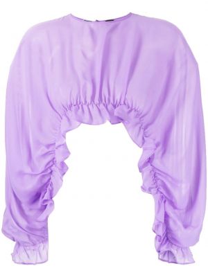 Прозрачна блуза от шифон с волани Pinko виолетово