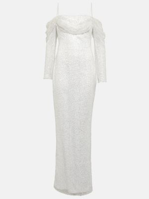 Копринена миди рокля Rasario бяло