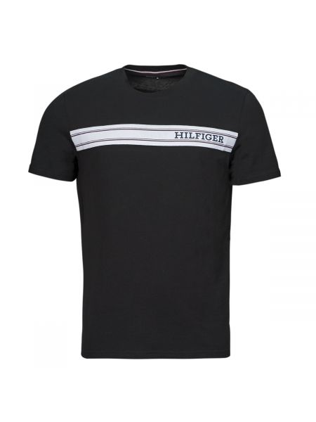 Pruhované tričko s krátkými rukávy Tommy Hilfiger černé