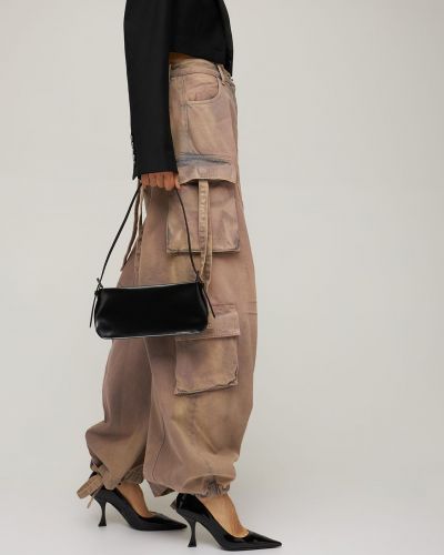 Lakovaná kožená kabelka By Far čierna