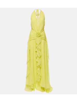 Robe longue en soie à fleurs Blumarine jaune