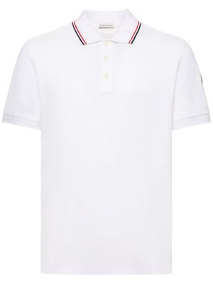 Памучна поло тениска Moncler бяло