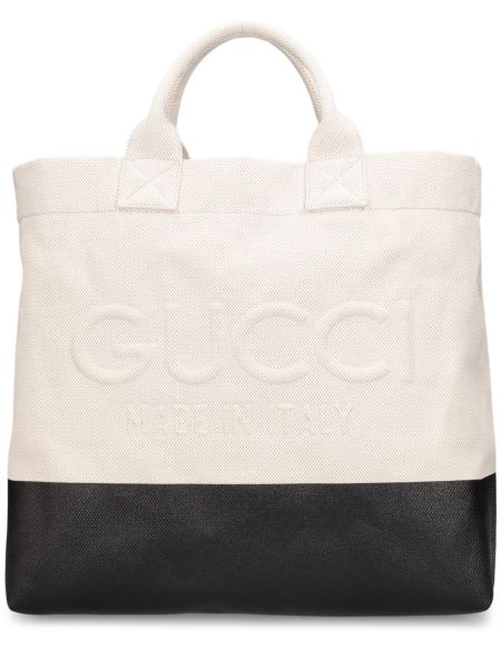 Bolso shopper de algodón Gucci negro