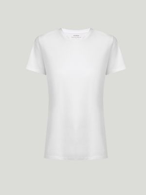 Camiseta de algodón de cuello redondo Vince blanco