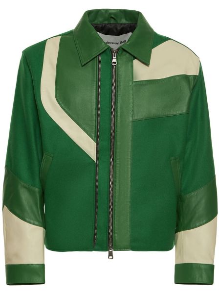 Vlnená kožená bunda Andersson Bell zelená