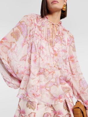 Φλοράλ μπλούζα Zimmermann ροζ