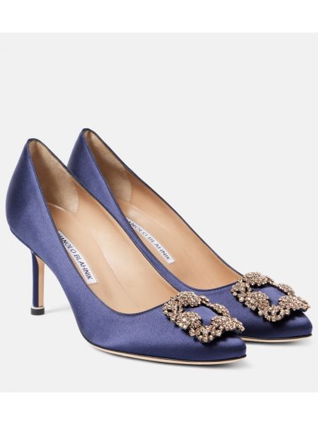 Satin pumps Manolo Blahnik blå