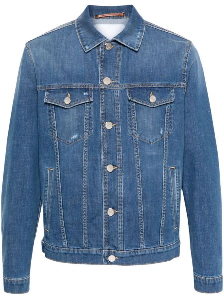 Distressed lange jacke Jacob Cohën blau