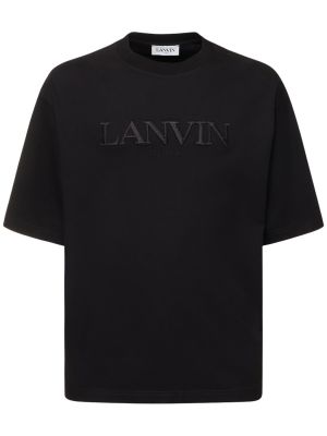 Pamut hímzett póló Lanvin fekete