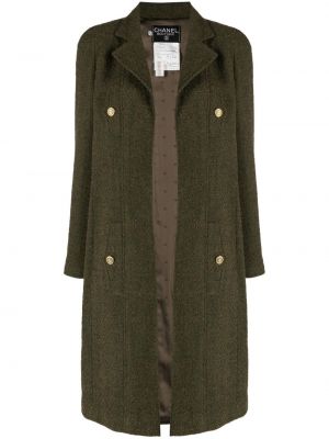 Tweed kabát Chanel Pre-owned zöld