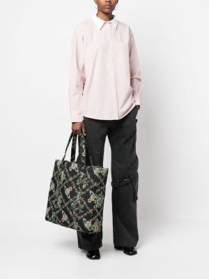 Žakárová shopper kabelka s potiskem Vivienne Westwood černá