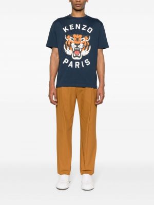 Koszulka bawełniana w tygrysie prążki Kenzo niebieska