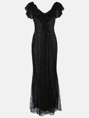 Кружевное платье с бантом Alessandra Rich черное